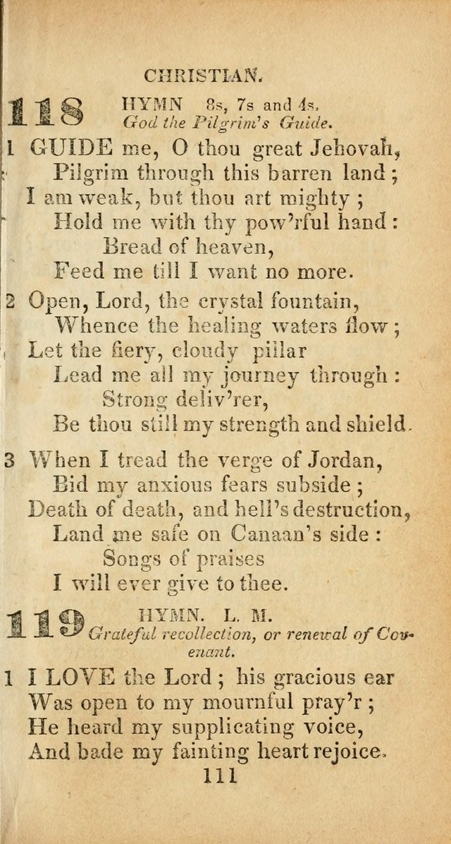 Sacred lyrics, or Select hymns: particularly adapted to revivals of religion, and intended as a supplement to Watts.  page 111