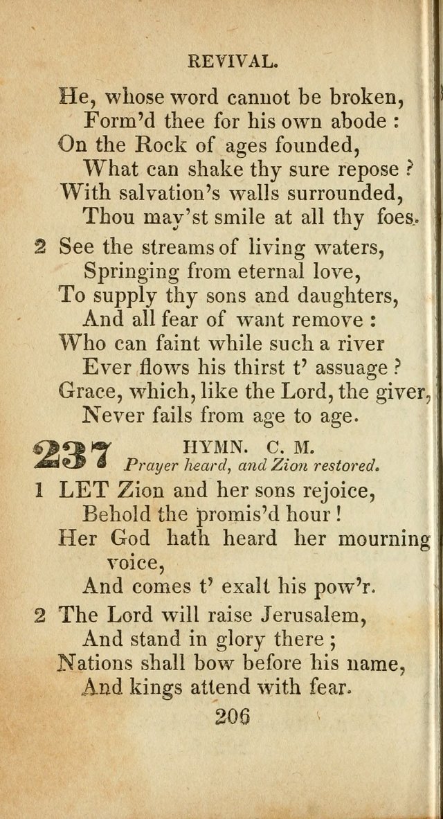 Sacred lyrics, or Select hymns: particularly adapted to revivals of religion, and intended as a supplement to Watts.  page 206