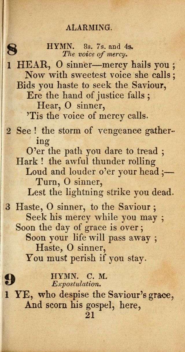 Sacred lyrics, or Select hymns: particularly adapted to revivals of religion, and intended as a supplement to Watts.  page 21
