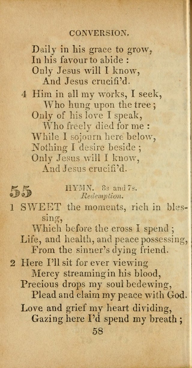Sacred lyrics, or Select hymns: particularly adapted to revivals of religion, and intended as a supplement to Watts.  page 58