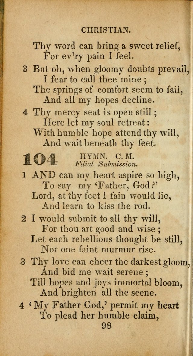 Sacred lyrics, or Select hymns: particularly adapted to revivals of religion, and intended as a supplement to Watts.  page 98