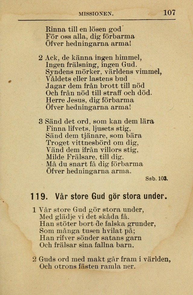 Söndagsskolbok: innehållande liturgi och sånger för söndagsskolan (Omarbetad uppl.) page 107