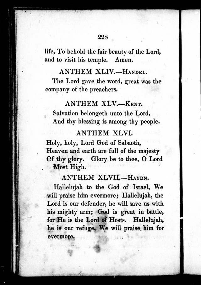 A Selection of Psalms, Hymns and Anthems, for every Sunday and principal festival throughout the year. for the use of congregations in the dioceses Quebec and Toronto. page 228