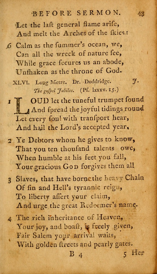 A Selection of Psalms and Hymns: done under the appointment of  the Philadelphian Association page 43