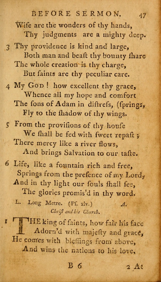 A Selection of Psalms and Hymns: done under the appointment of  the Philadelphian Association page 47