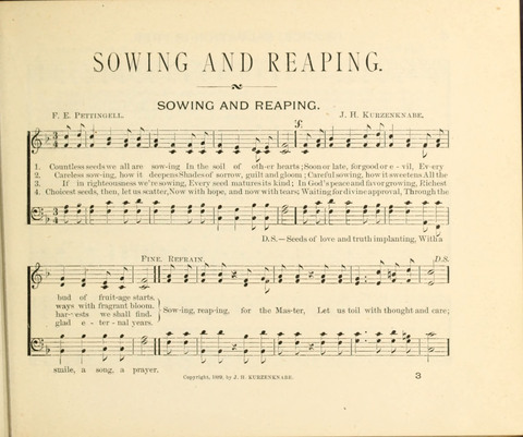 Sowing and Reaping: hymns, tunes and carols for the Snday school, prayer, praise and Gospel service page 3