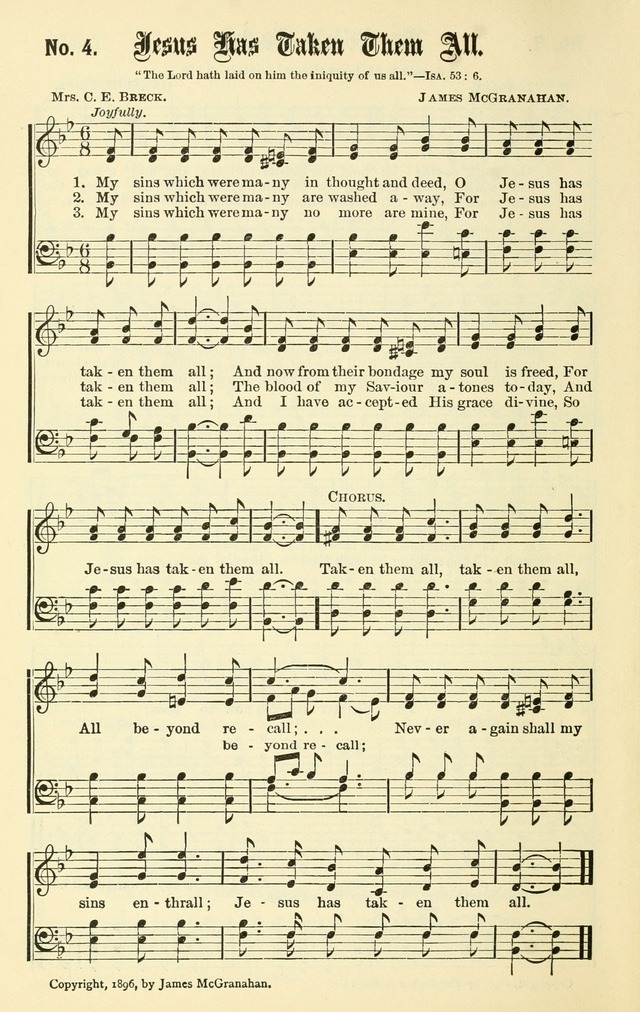 Sacred Songs No. 1: compiled and arranged for use in gospel meetings, Sunday schools, prayer meetings and other religious services page 4