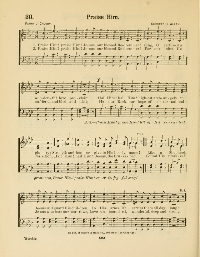 Select Songs No. 2: for the singing service in the prayer meeting; Sunday school; Christian Endeavor meetings page 22