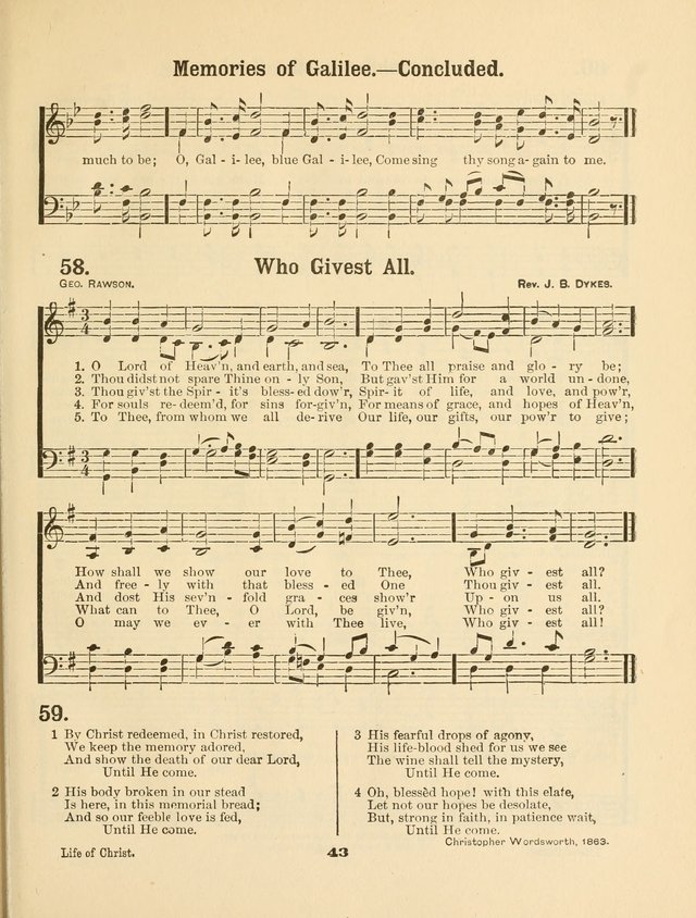 Select Songs No. 2: for the singing service in the prayer meeting; Sunday school; Christian Endeavor meetings page 43