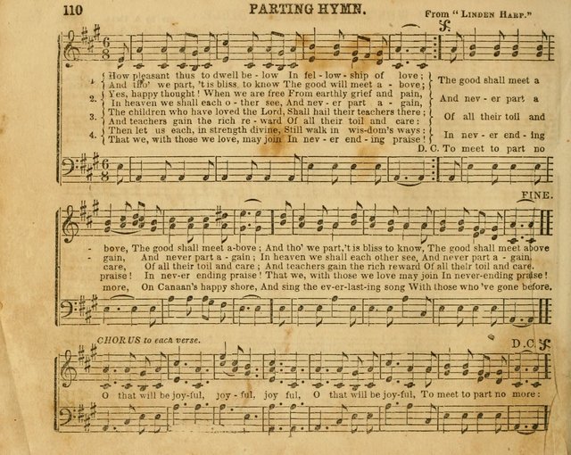 The Sabbath School Bell: a new collection of choice hymns and tunes, original and standard; carefully and simply arranged as solos, duets, trios, semi-choruses and choruses, and for organ..(Enl. Ed) page 110