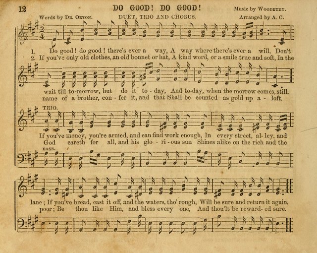 The Sabbath School Bell: a new collection of choice hymns and tunes, original and standard; carefully and simply arranged as solos, duets, trios, semi-choruses and choruses, and for organ..(Enl. Ed) page 12