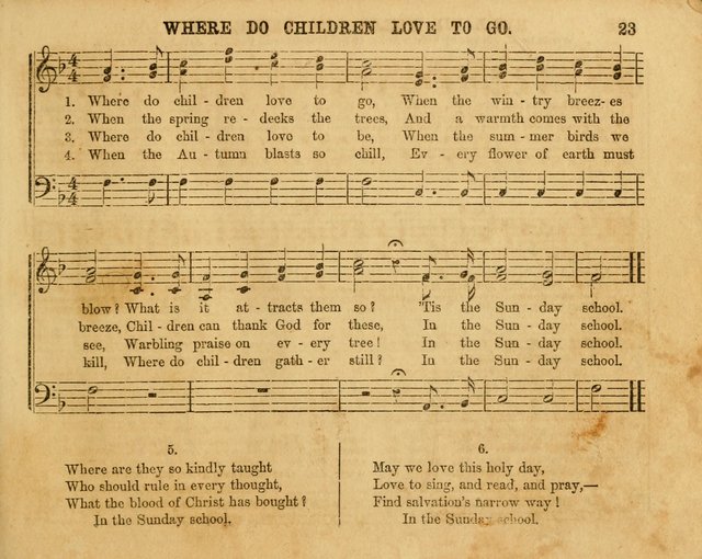 The Sabbath School Bell: a new collection of choice hymns and tunes, original and standard; carefully and simply arranged as solos, duets, trios, semi-choruses and choruses, and for organ..(Enl. Ed) page 23