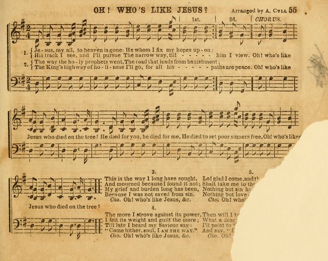 The Sabbath School Bell: a new collection of choice hymns and tunes, original and standard; carefully and simply arranged as solos, duets, trios, semi-choruses and choruses, and for organ..(Enl. Ed) page 55