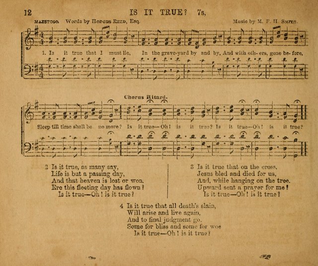 Sabbath School Bell No. 2: a superior collection of choice tunes, newly arranged and composed, and a large number of excellent hymns written expressly for this work, which are well adapted for...      page 12
