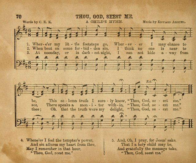 Sabbath School Bell No. 2: a superior collection of choice tunes, newly arranged and composed, and a large number of excellent hymns written expressly for this work, which are well adapted for...      page 70