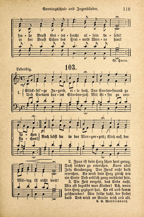 Sonntagsschulharfe: Eine Sammlung auserlesener Lieder und Melodien für die Jugend page 119