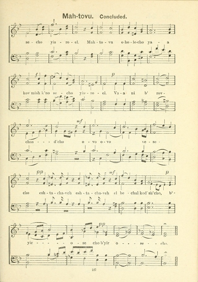 The Sabbath School Hymnal, a collection of songs, services and responses for Jewish Sabbath schools, and homes 4th rev. ed. page 188