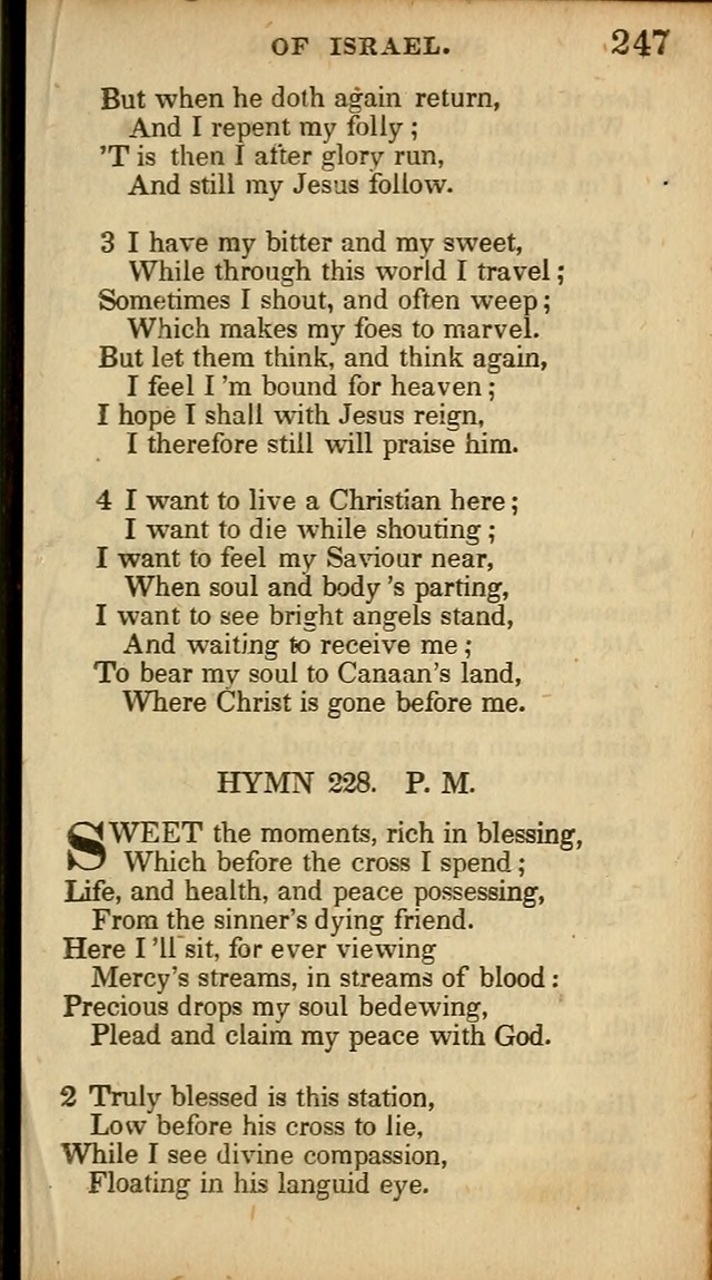 The Sweet Singer of Israel: a collection of hymns and spiritual  songs, usually sung at camp, prayer, and social meetings, and revivals of religion (New ed. much enlarged) page 247