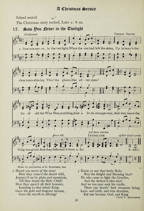 Services and Songs: for use in the Junior Department of the Church School page 34
