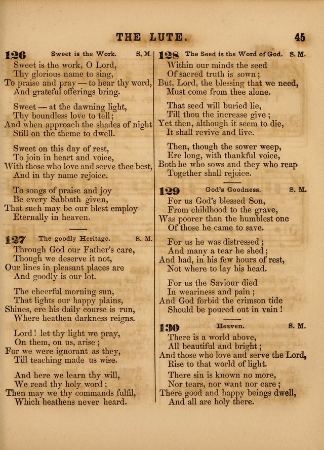 The Sabbath School Lute: a selection of hymns and appropriate melodies, adapted to the wants of Sabbath schools, families and social meetings page 45