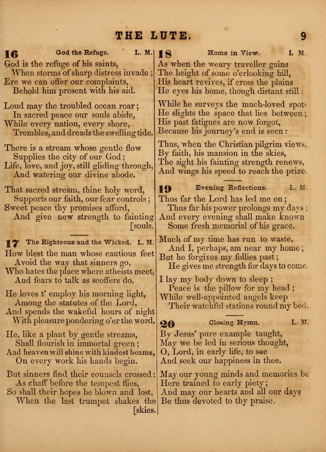 The Sabbath School Lute: a selection of hymns and appropriate melodies, adapted to the wants of Sabbath schools, families and social meetings page 9