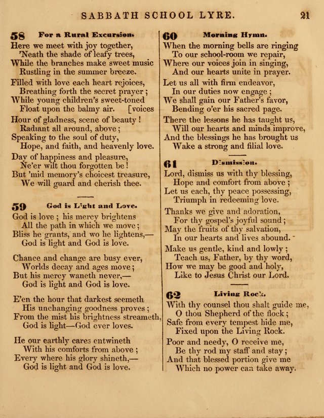 The Sabbath School Lyre: a collection of hymns and music, original and selected, for general use in sabbath schools page 21