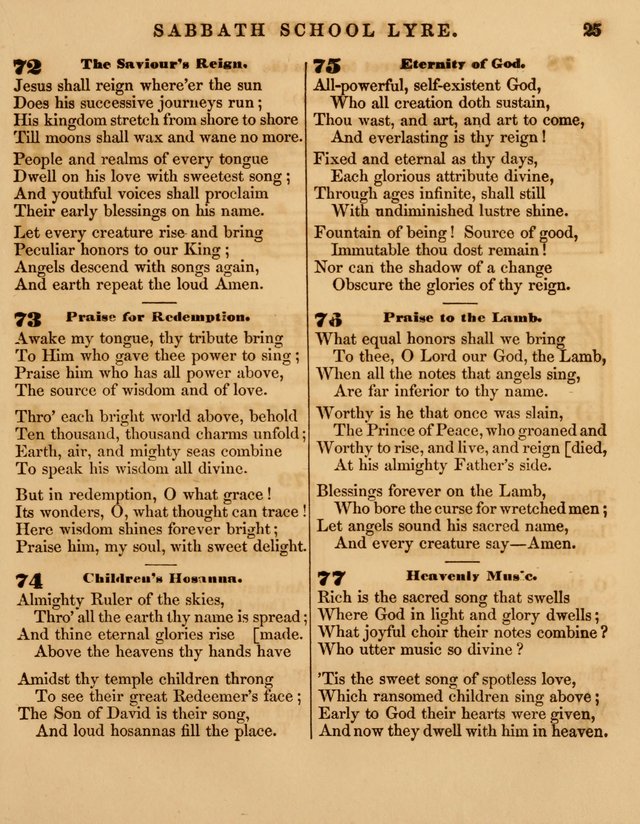 The Sabbath School Lyre: a collection of hymns and music, original and selected, for general use in sabbath schools page 25