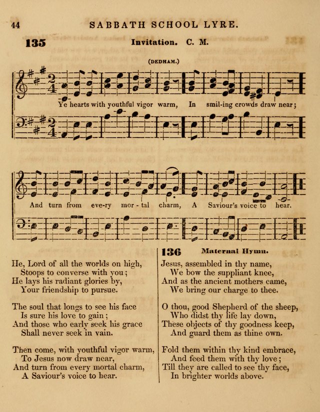 The Sabbath School Lyre: a collection of hymns and music, original and selected, for general use in sabbath schools page 44