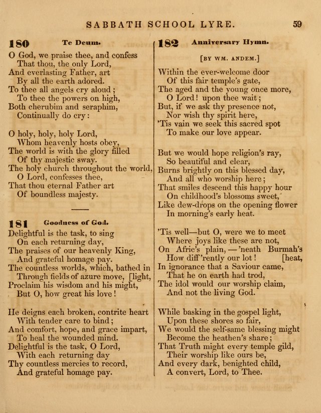 The Sabbath School Lyre: a collection of hymns and music, original and selected, for general use in sabbath schools page 59