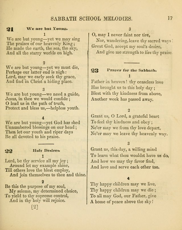 The Sabbath School Melodist: being a selection of hymns with appropriate music; for the use of Sabbath schools, families and social meetings page 17