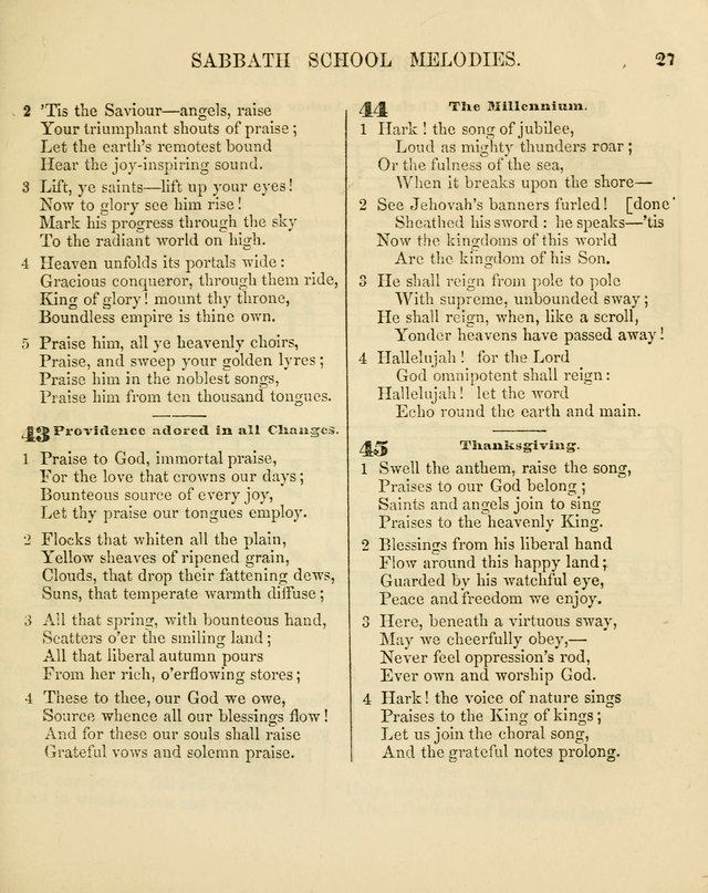 The Sabbath School Melodist: being a selection of hymns with appropriate music; for the use of Sabbath schools, families and social meetings page 27