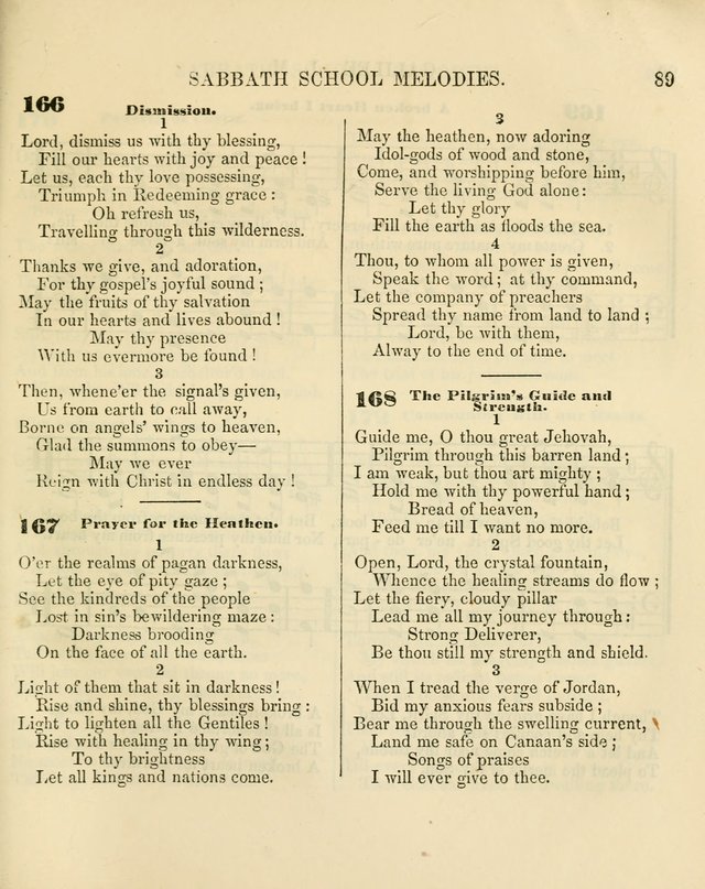 The Sabbath School Melodist: being a selection of hymns with appropriate music; for the use of Sabbath schools, families and social meetings page 89
