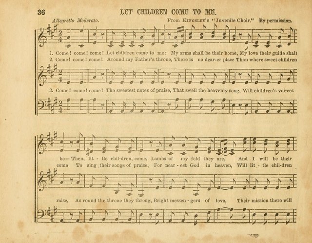 The Sabbath School Pearl or the Sunday school Army singing Book: A New Collection of choice hymns and tunes for Sunday Schools, Anniversaries, Missionary Meetings, Infant Class Exercises, &c. page 36