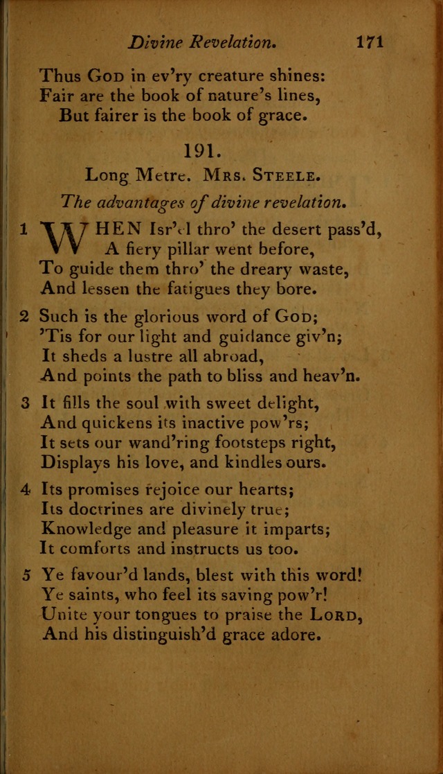 A Selection of Sacred Poetry: consisting of psalms and hymns, from Watts, Doddridge, Merrick, Scott, Cowper, Barbauld, Steele ...compiled for  the use of the Unitarian Church in Philadelphia page 171
