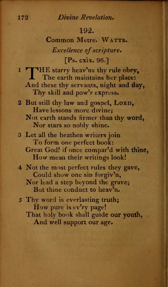 A Selection of Sacred Poetry: consisting of psalms and hymns, from Watts, Doddridge, Merrick, Scott, Cowper, Barbauld, Steele ...compiled for  the use of the Unitarian Church in Philadelphia page 172