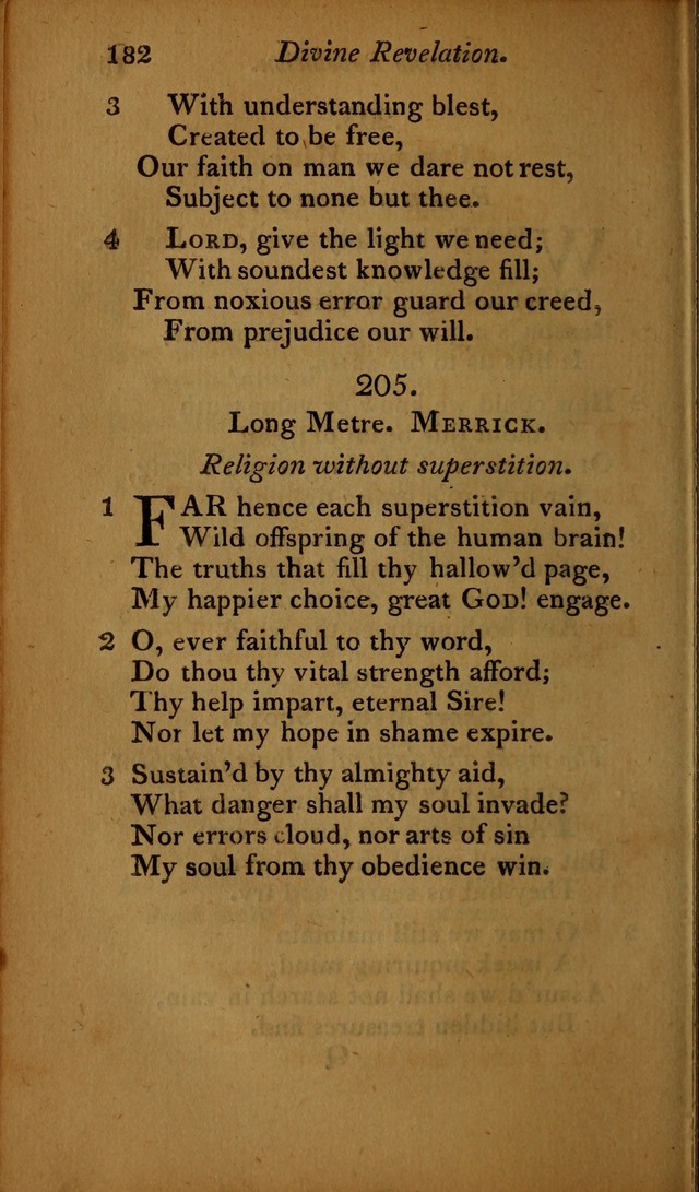A Selection of Sacred Poetry: consisting of psalms and hymns, from Watts, Doddridge, Merrick, Scott, Cowper, Barbauld, Steele ...compiled for  the use of the Unitarian Church in Philadelphia page 182