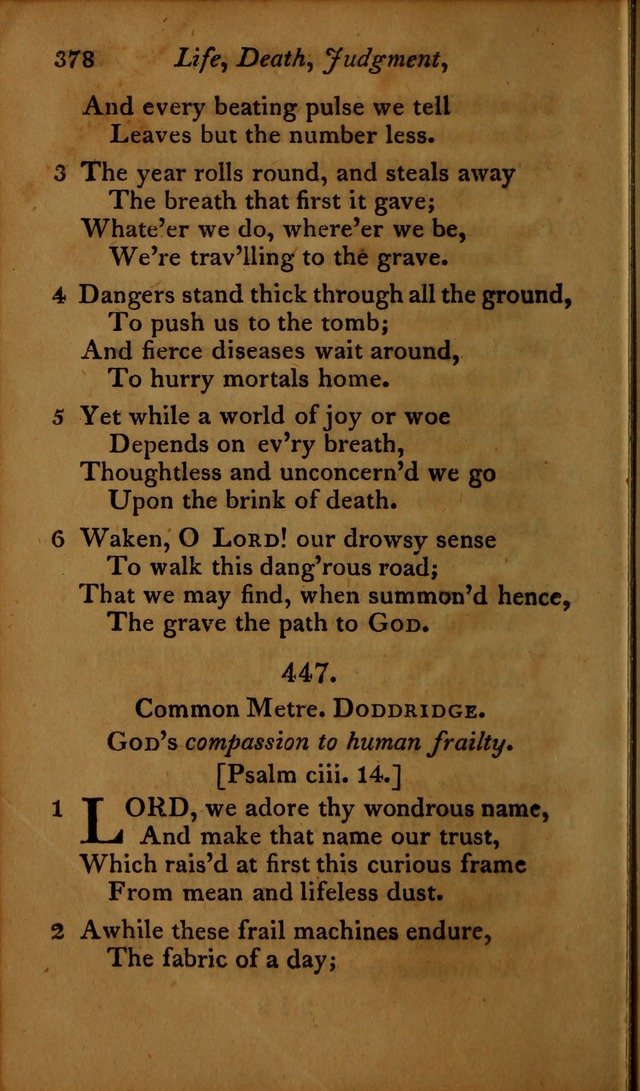 A Selection of Sacred Poetry: consisting of psalms and hymns, from Watts, Doddridge, Merrick, Scott, Cowper, Barbauld, Steele ...compiled for  the use of the Unitarian Church in Philadelphia page 378