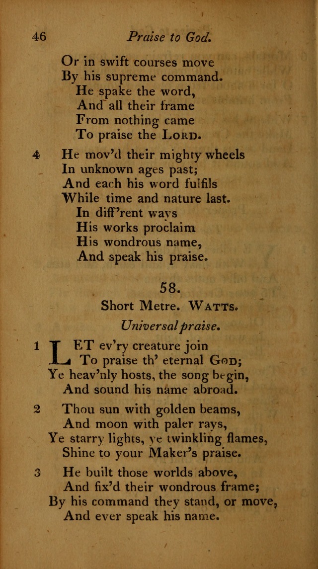 A Selection of Sacred Poetry: consisting of psalms and hymns, from Watts, Doddridge, Merrick, Scott, Cowper, Barbauld, Steele ...compiled for  the use of the Unitarian Church in Philadelphia page 46