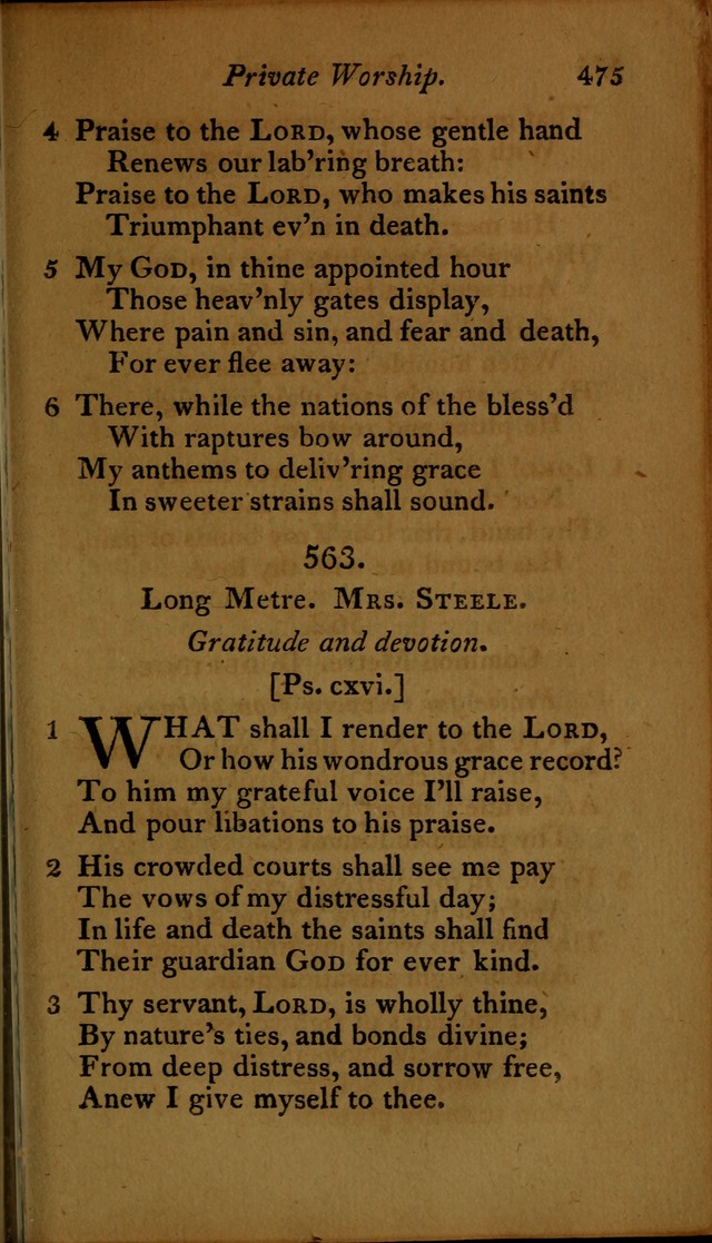 A Selection of Sacred Poetry: consisting of psalms and hymns, from Watts, Doddridge, Merrick, Scott, Cowper, Barbauld, Steele ...compiled for  the use of the Unitarian Church in Philadelphia page 475