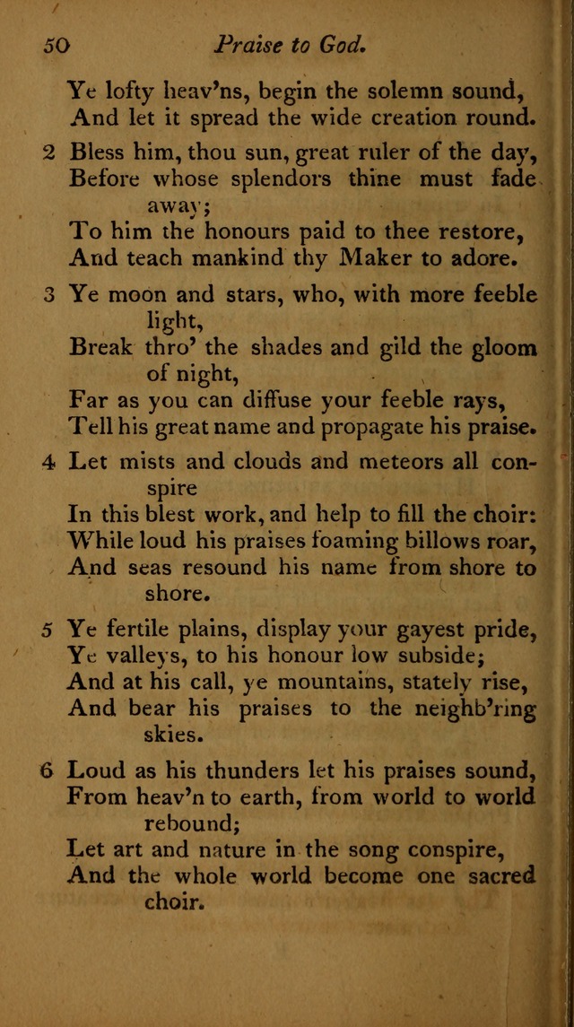 A Selection of Sacred Poetry: consisting of psalms and hymns, from Watts, Doddridge, Merrick, Scott, Cowper, Barbauld, Steele ...compiled for  the use of the Unitarian Church in Philadelphia page 50