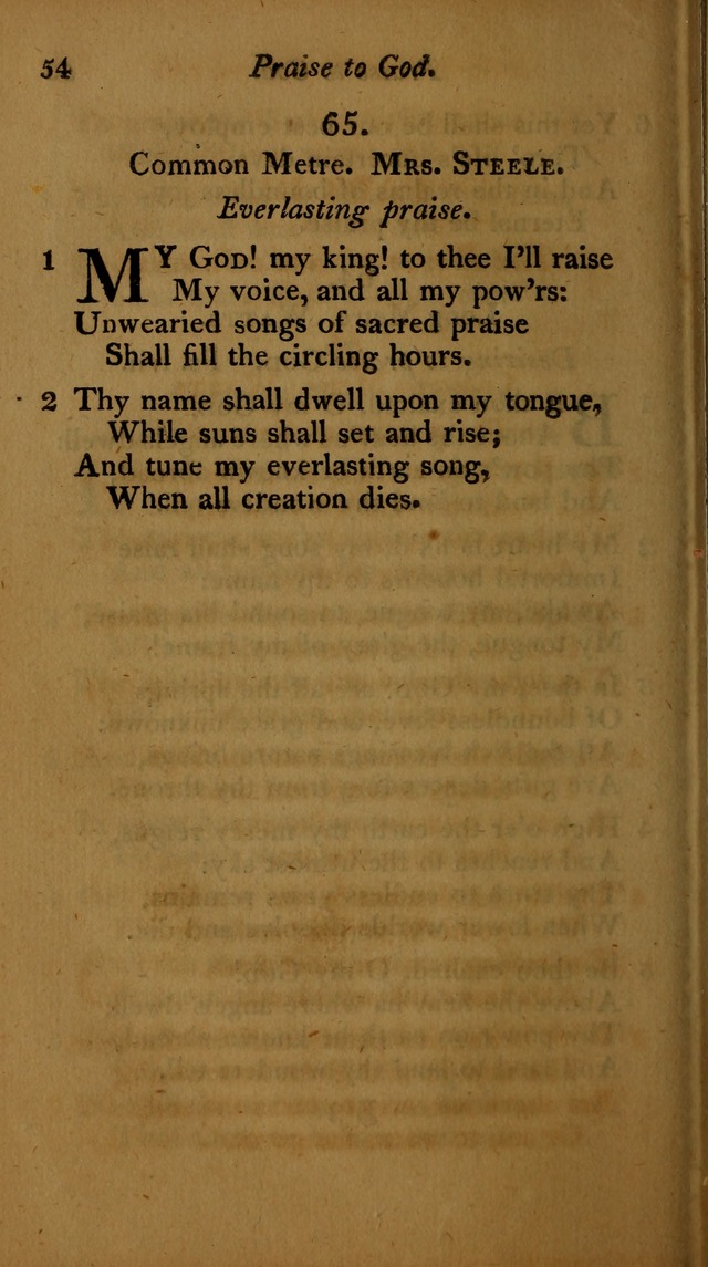 A Selection of Sacred Poetry: consisting of psalms and hymns, from Watts, Doddridge, Merrick, Scott, Cowper, Barbauld, Steele ...compiled for  the use of the Unitarian Church in Philadelphia page 54