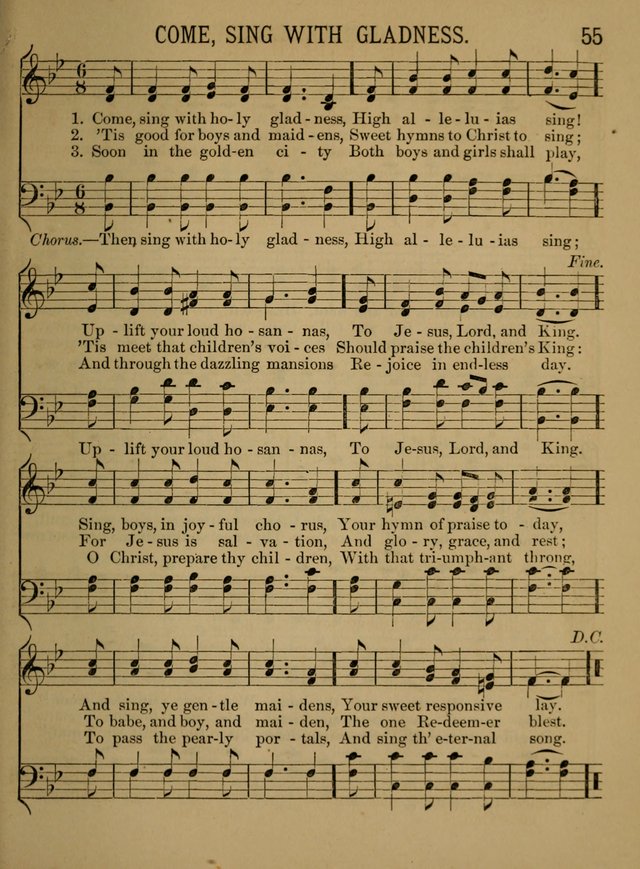 Sunday-School Songs: a new collection of hymns and tunes specially prepared for the use of Sunday-schools and for social and family worship. (3rd. ed.) page 55