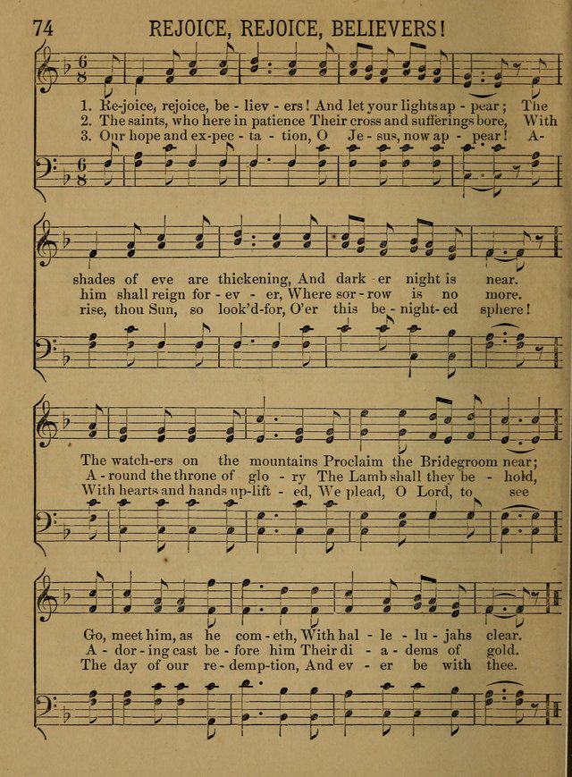 Sunday-School Songs: a new collection of hymns and tunes specially prepared for the use of Sunday-schools and for social and family worship. (3rd. ed.) page 74