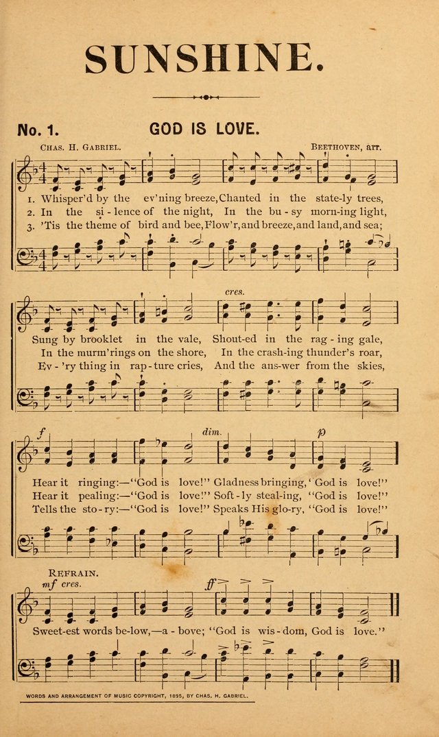 Sunshine: songs for Sunday schools page 1