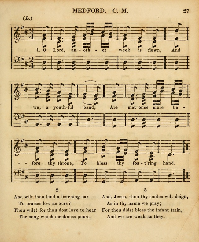 The Sunday School Singing Book: being a collection of hymns with appropriate music, designed as a guide and assistant to the devotional exercises of Sabbath schools and families...(3rd ed.) page 27