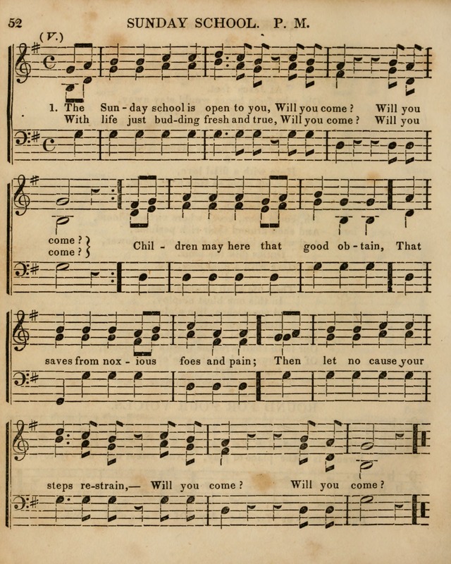 The Sunday School Singing Book: being a collection of hymns with appropriate music, designed as a guide and assistant to the devotional exercises of Sabbath schools and families...(3rd ed.) page 52