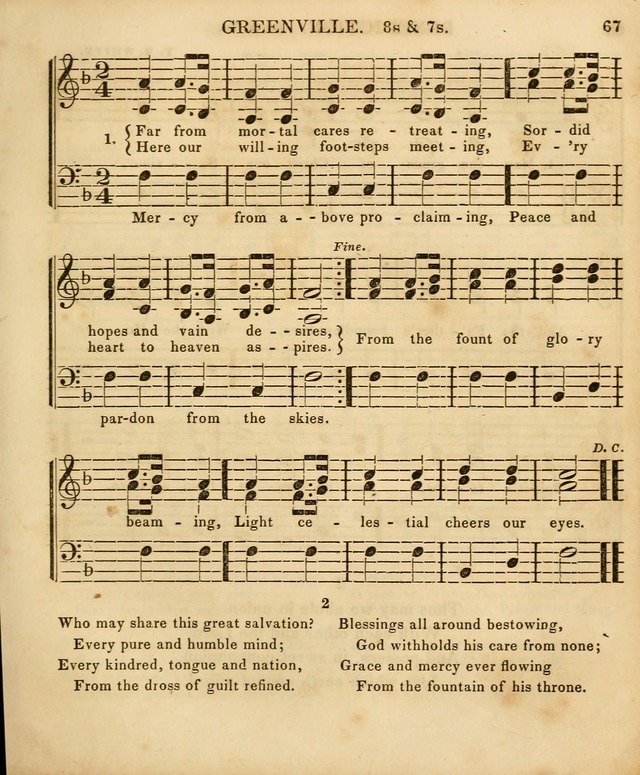 The Sunday School Singing Book: being a collection of hymns with appropriate music, designed as a guide and assistant to the devotional exercises of Sabbath schools and families...(3rd ed.) page 67