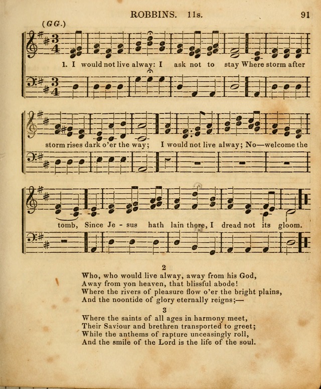 The Sunday School Singing Book: being a collection of hymns with appropriate music, designed as a guide and assistant to the devotional exercises of Sabbath schools and families...(3rd ed.) page 91