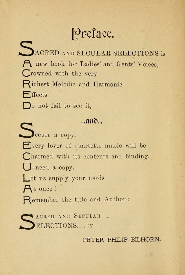 Sacred and Secular Selections: for gentlemen