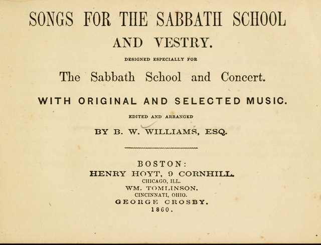 Songs for the Sabbath School and Vestry: designed especially for the Sabbath school and concert. With original and selected music page vii